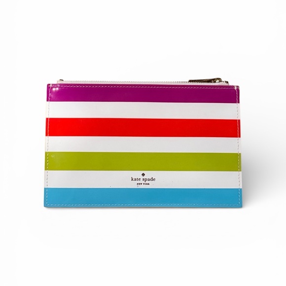 kate spade Handbags - Kate Spade Striped Multicolor Zippered Pouch Clutch
